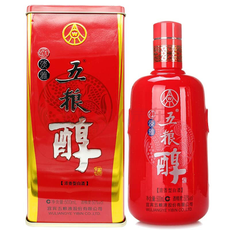五糧液股份有限公司 五糧醇 紅淡雅 50度白酒 鐵盒裝 500ml