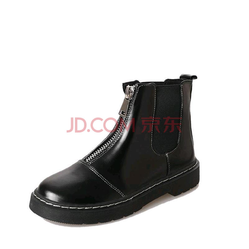 衣倉鋪2018秋冬季新品學生厚底短靴女平底顯瘦裸靴子 黑色 38