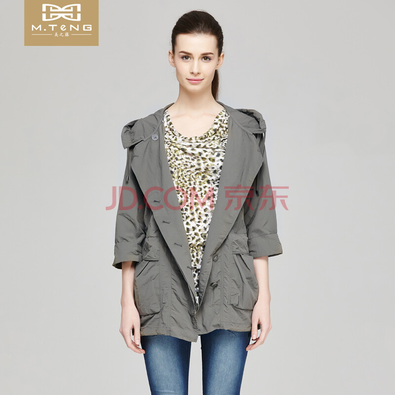 美之藤灰色女士亚麻个性长款开衫M2112N091