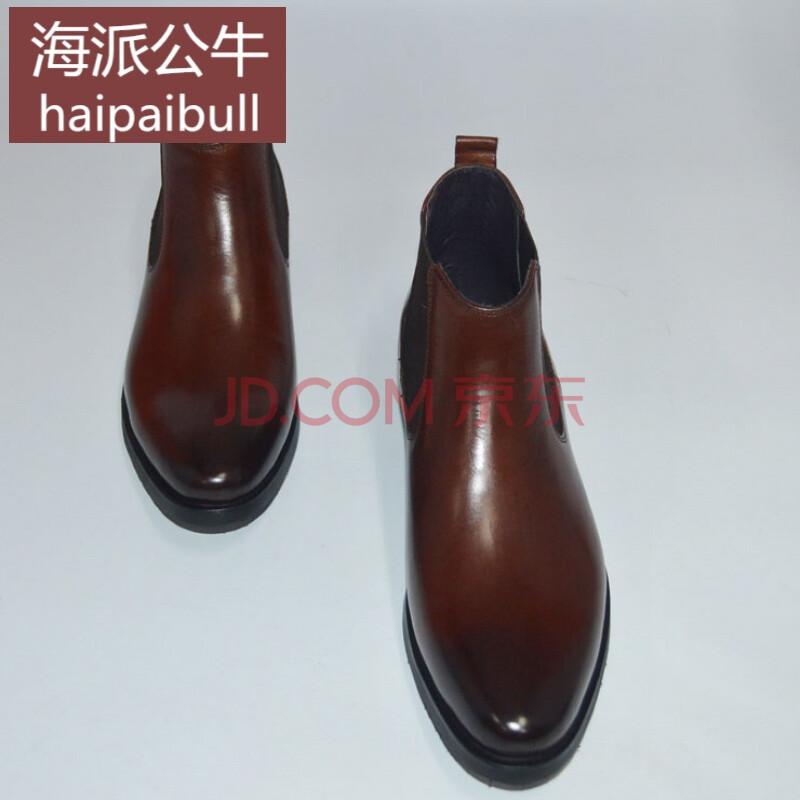海派公牛轻奢品牌男皮鞋头层牛皮男靴英伦尖头高帮皮鞋商务正装切尔西靴潮流发型师男皮靴 酒红色 WMXZ H330-3 42