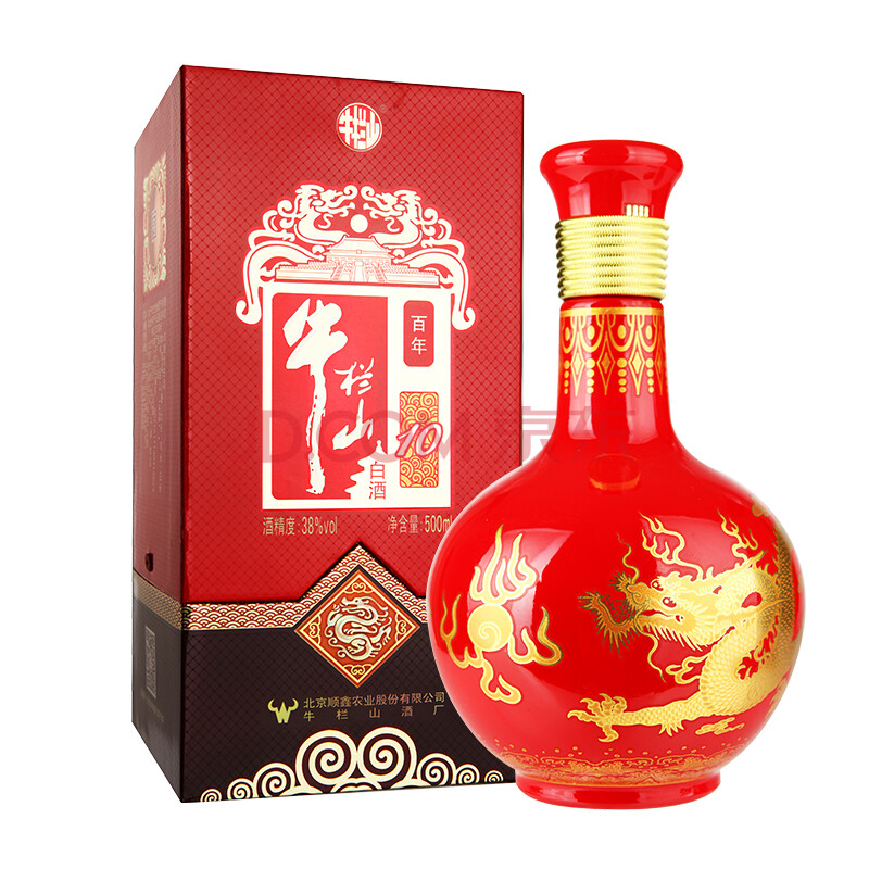 牛栏山二锅头百年红系列浓香型白酒 陈酿婚庆喜宴酒 红十年10年 38度255ml小包装无红包 单瓶 255ML 29.8限购一件