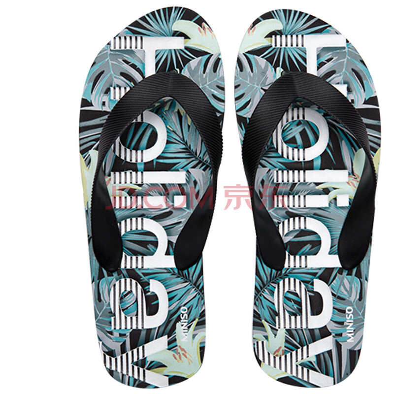 Ãû´´ÓÅÆ·£¨MINISO£©Ö²ÎïÓ¡»¨ÈË×ÖÍÏЬ ÄÐÅ®ÐÝÏжȼÙɳ̲Ь º£±ß·À»¬Á¹ÍÏ ÄÐÊ¿ºÚÉ« 41