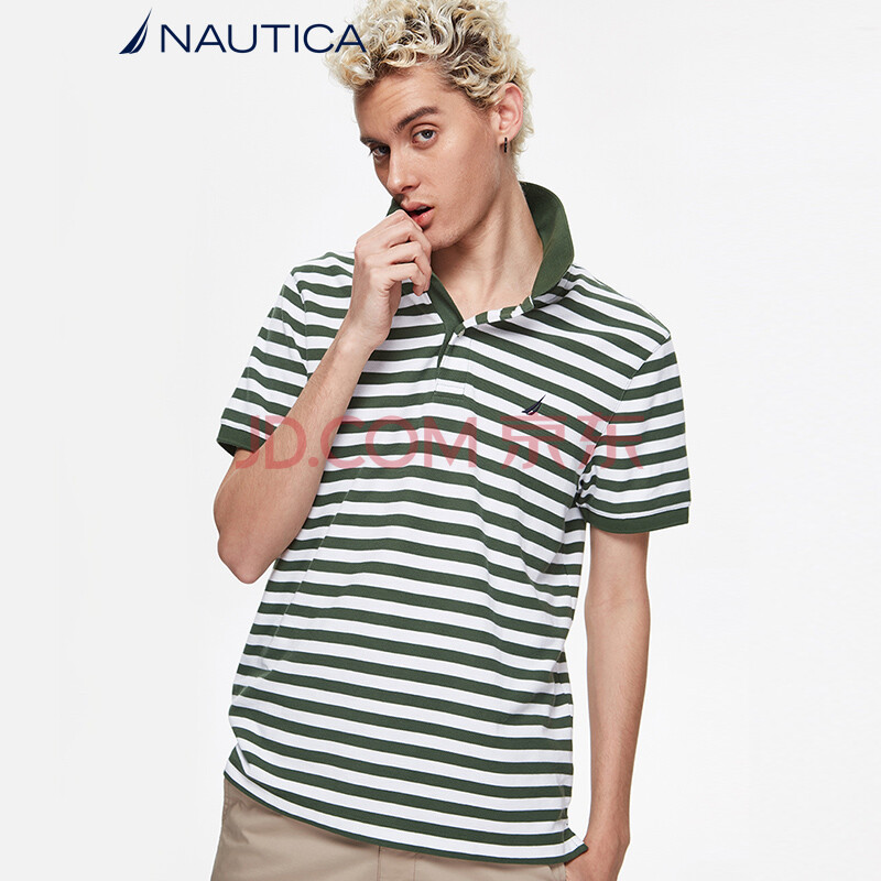 ŵµÛ¿¨ NAUTICA ÄÐÊ¿ 18ÄêÐÂ¿î ¶ÌÐäÕëÖ¯ÌõÎÆPOLOÉÀ KM8102 ¶àÉ«¿ÉÑ¡ ¾üÂÌÉ« 3FJ M