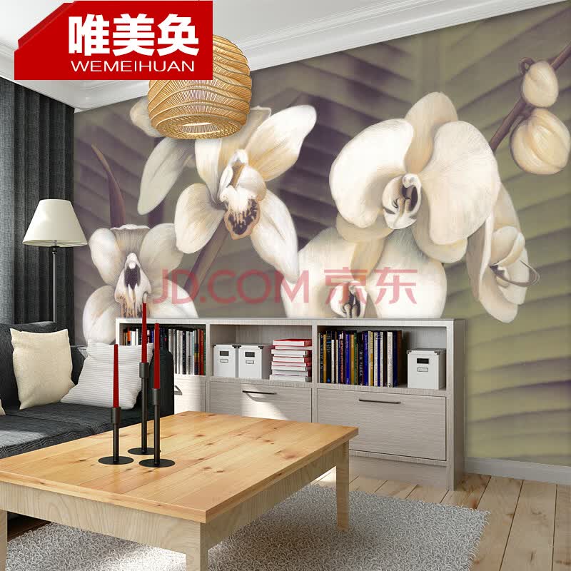 唯美奂 大型定制壁画墙纸 蝴蝶兰sm3157电视背景墙壁纸 客厅沙发卧室