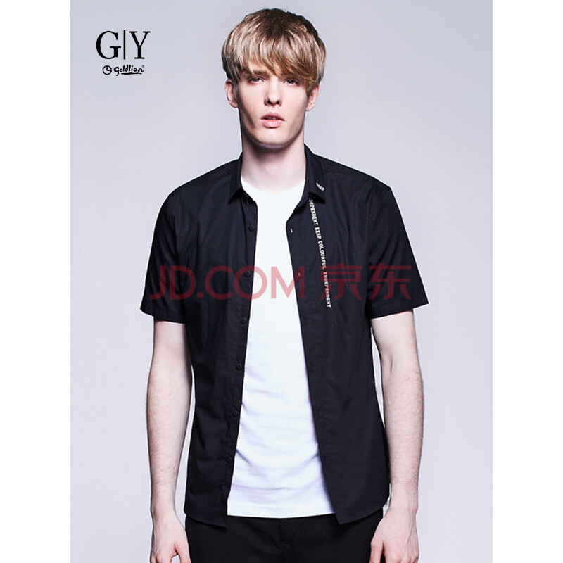 金利來GY服飾 時尚休閑襯衫 SCYB069-GB203 黑色 L