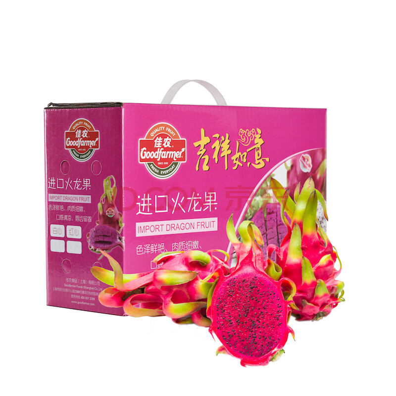 佳農 越南進口紅心火龍果6個裝禮盒 中果 總重約2.3kg 新鮮水果