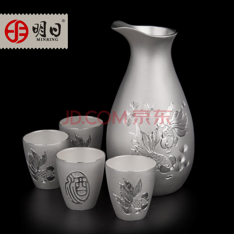明日s999足银酒具酒盅分酒器银酒具套装酒壶酒杯白酒清酒金玉满堂