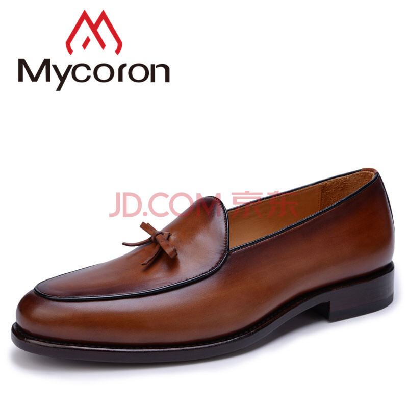 mycoron 2018简约新款男鞋潮流夏季皮鞋男英伦风潮流蝴蝶结固特异手工定制鞋(定制款不退不换) 棕色 38