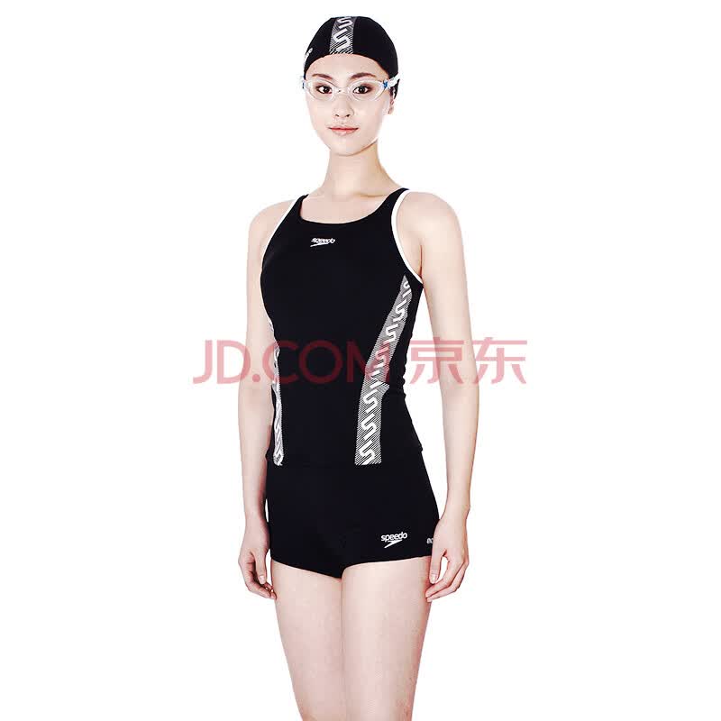 speedo速比涛 女士分体泳衣 水中健身平角运动泳衣 411200新款 黑色