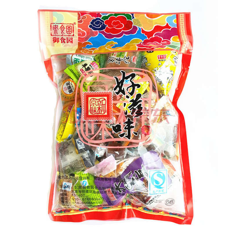 御食園 【北京特產好滋味禮包800g】多種零食小吃茯苓餅糖葫蘆艾窩窩羊羹棗糕烏梅糕爆米花
