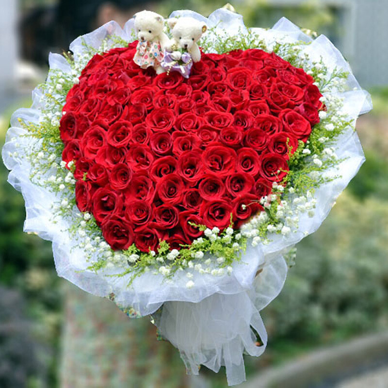 雅龙鲜花99玫瑰鲜花速递全国配送七夕节北京武汉青岛鲜花配送 送女友