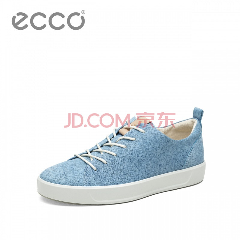 ECCO爱步2018春夏新款男鞋 时尚潮流牛仔皮鞋 休闲板鞋男 SOFT8柔酷8号440504 牛仔蓝44050451043 41
