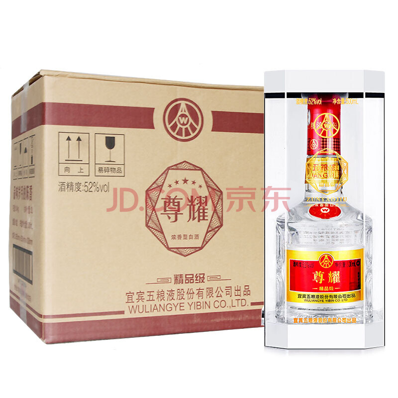 ÎåÁ¸Òº¹É·Ý¹«Ë¾ 52¶È ×ðÒ«¾«Æ·¼¶ 500ml*6Æ¿ ÕûÏä×° ŨÏãÐͰ׾Æ