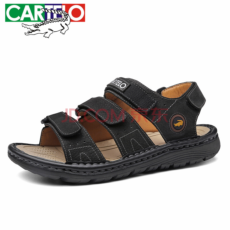 ¡¾ÁìȯÁ¢¼õ100¡¿¿¨µÛÀÖöùÓ㣨CARTELO) ÄÐÁ¹Ð¬Ïļ¾³±Á÷Í¸ÆøÄÐʿʱÉÐÁ¹Ð¬ÐÝÏÐÐ¬ÕæÆ¤ÄÐɳ̲ЬƤÄÐ ºÚÉ« 40