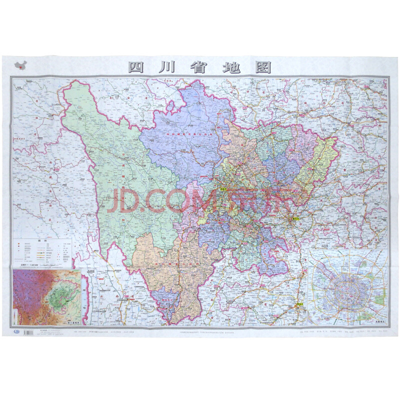 四川省地图 高清大幅面106x74cm 折叠图 四川地图 涵盖政区等信息