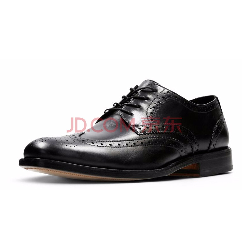全球購 Clarks其樂2018新款商務正裝皮鞋布洛克男鞋James Wing Black Leather 42.5