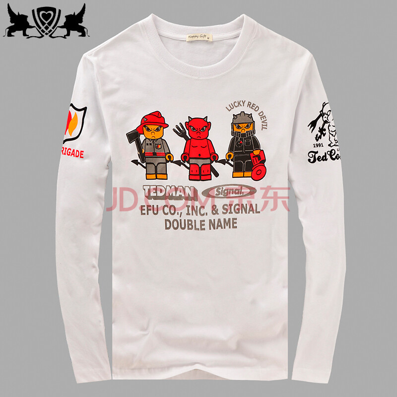 开心礼物happy gift秋装男装日系潮牌西海岸风格印花长袖t恤男情侣装