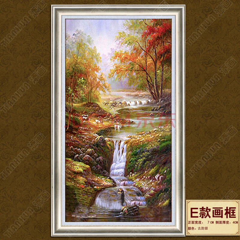 添画 纯手绘风景油画 客厅玄关装饰油画 竖款走廊油画