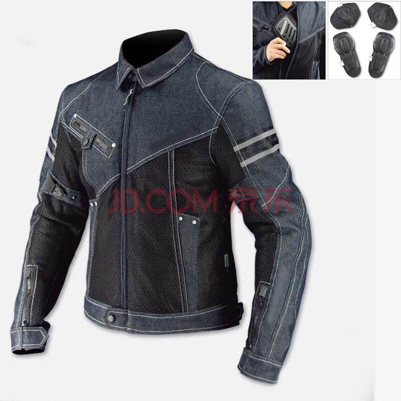 摩托車服裝騎行服男防摔全套越野賽車服夏季牛仔重機車騎行防摔服 藍色 S