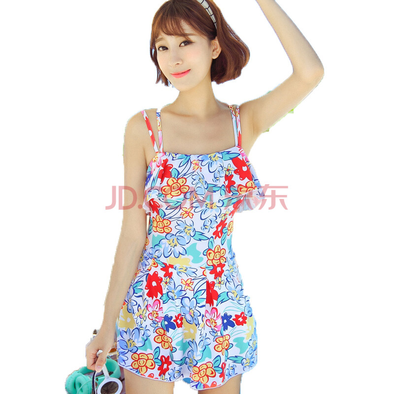 泳衣 女 连体韩国新款女式保守泳装连体裙式小胸大胸聚拢显瘦温泉少女