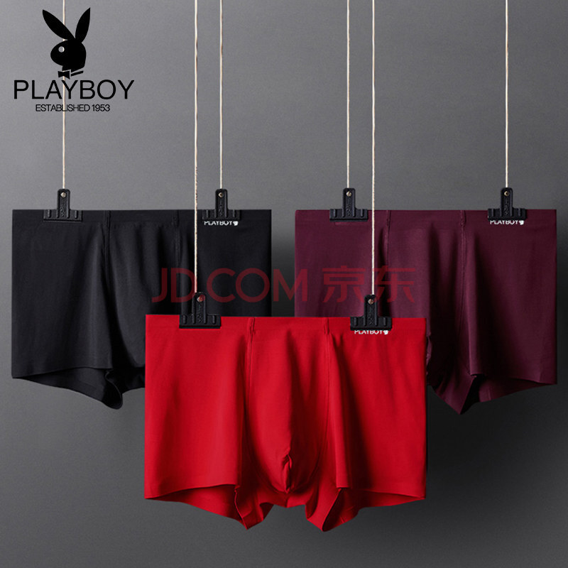 PLAYBOY/»¨»¨¹«×ÓÄÐÊ¿ÄÚ¿ãÏļ¾Äª´ú¶ûÍ¸ÆøÎÞºÛU͹ƽ½Ç¿ãËĽǶ̿ãÇàÄê´óÂë ºÚÉ«+¾Æºì+´óºì L
