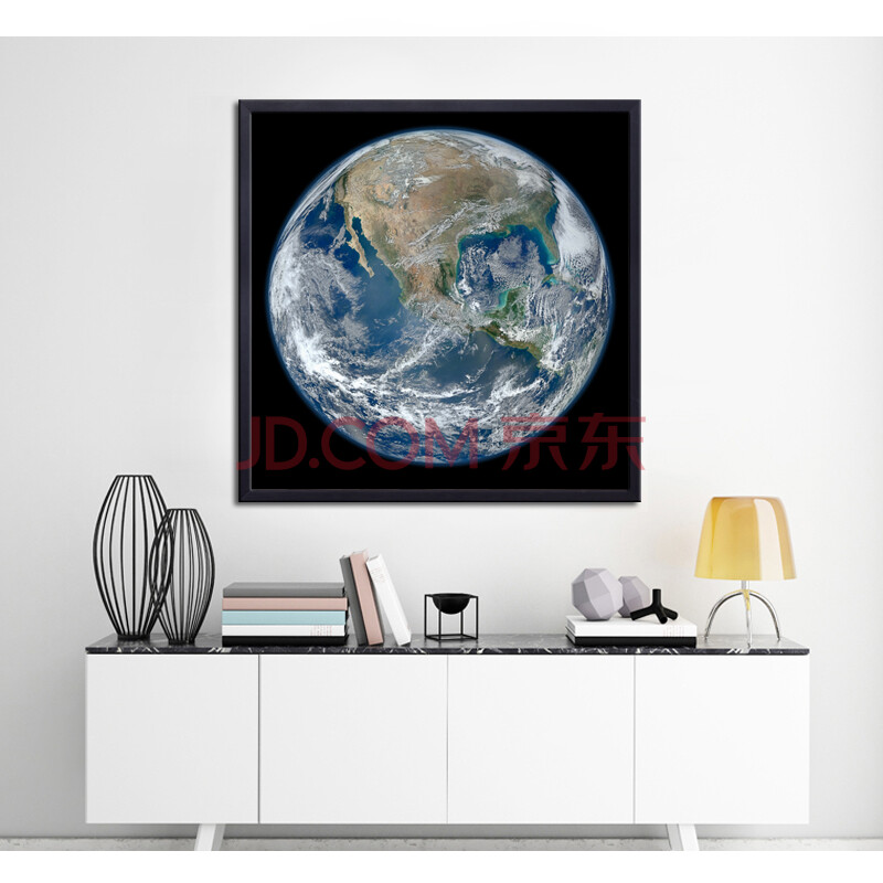 聚美星电表箱装饰画宇宙地球火星月球客厅书房卧室挂画壁画 地球 50cm