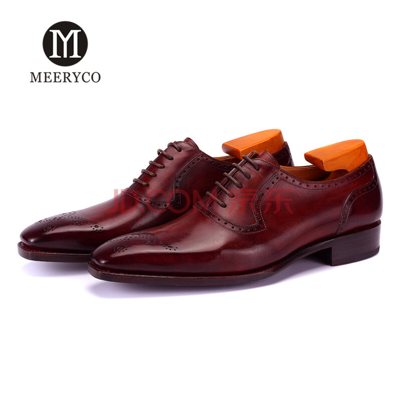 MEERYCO ÊÖ¹¤¶¨ÖÆÄÐЬ¹ÌÌØÒìţƤ´óµ×2018Ïļ¾Ð¿îÉÌÎñÕýװЬÄÐÆ¤Ð¬Å£½òϵ´ø»éЬ ¾ÆºìÉ« 41