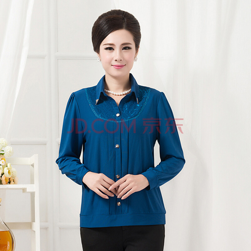 中老年雪纺长袖衬衫|中老年雪纺衫长袖|中老年