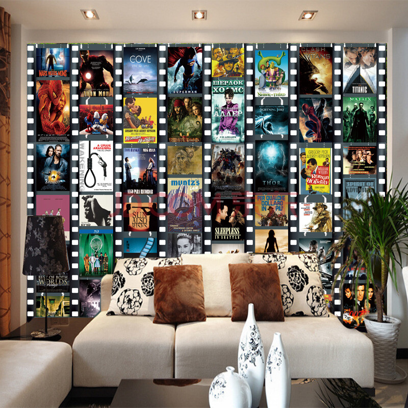 塞拉维沙发墙壁纸现代时尚简约人物相片电影相片壁画客厅电影视墙