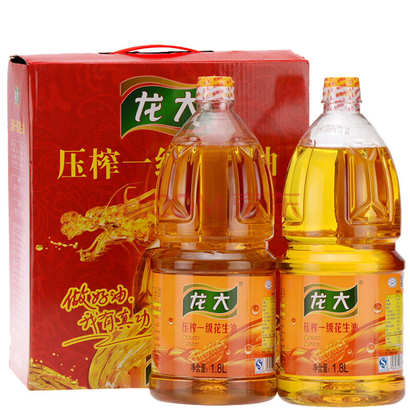 龙大 压榨一级花生油1.8L*2吉祥红礼盒小组,龙