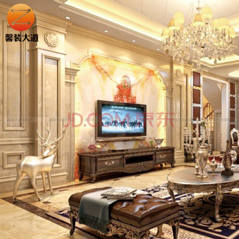 欧式客厅大理石背景墙设计效果图