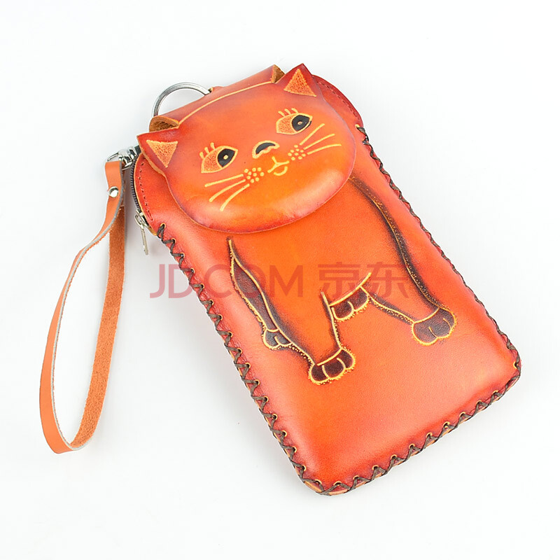 佰思登 baisideng卡通可爱纯手工牛皮萌彩绘小猫零钱包动物手机包可爱