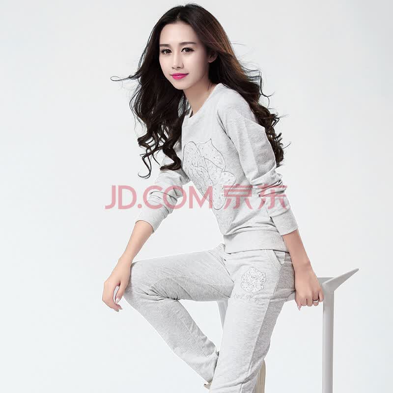 612秋装女装春秋修身时尚休闲运动套装女潮欧洲站运动服女士秋季 珍珠