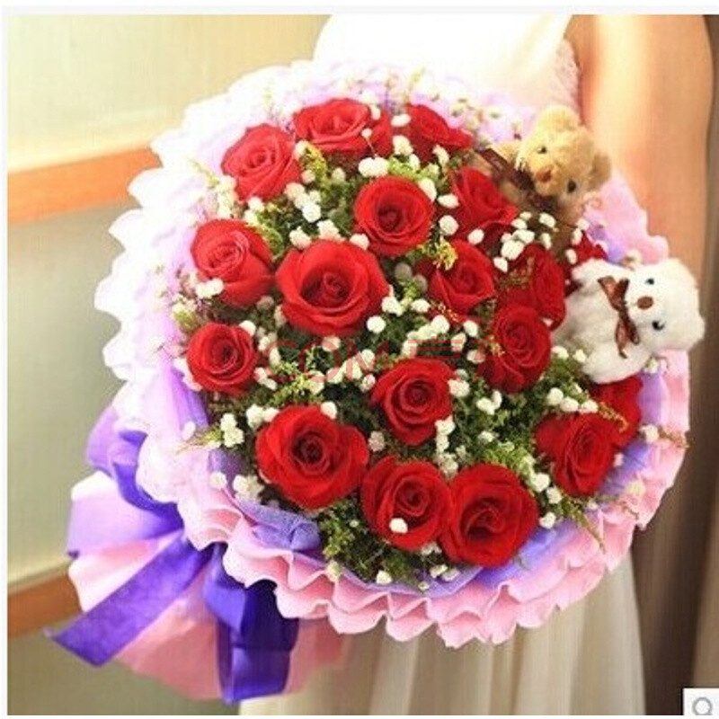 19朵红玫瑰情人节生日鲜花礼物送女朋友老婆南充市鲜花店同城速递 19