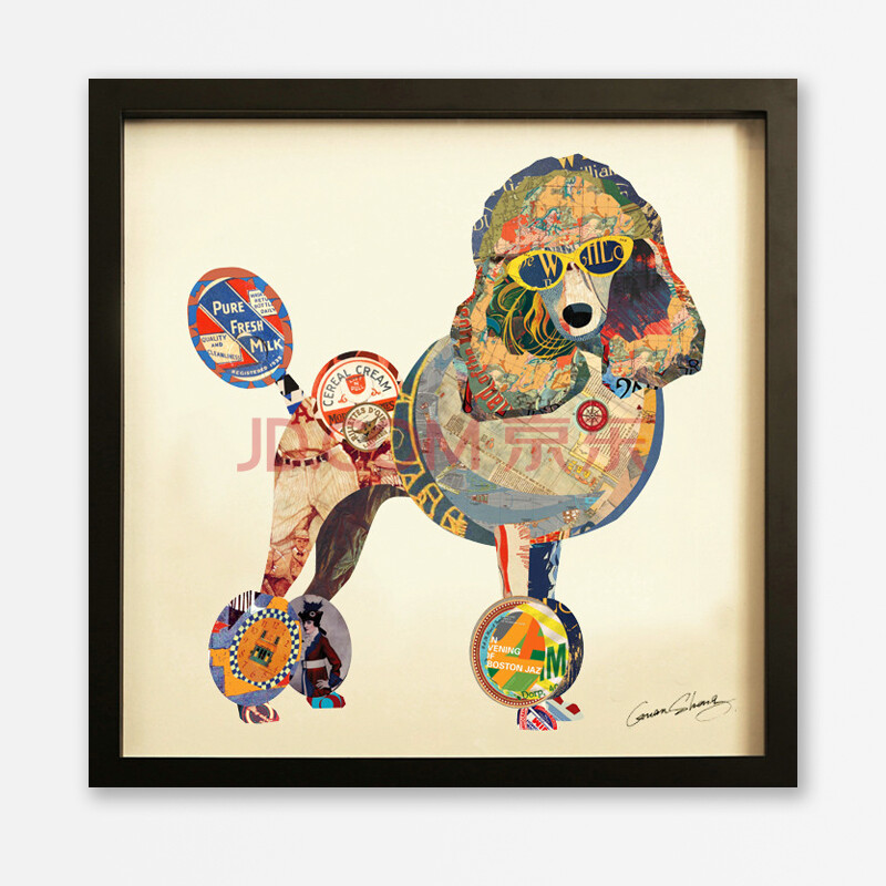 异见 纸艺手工拼贴画 宠物狗装饰画 客厅装饰画 玄关卧室酒店 纯手工