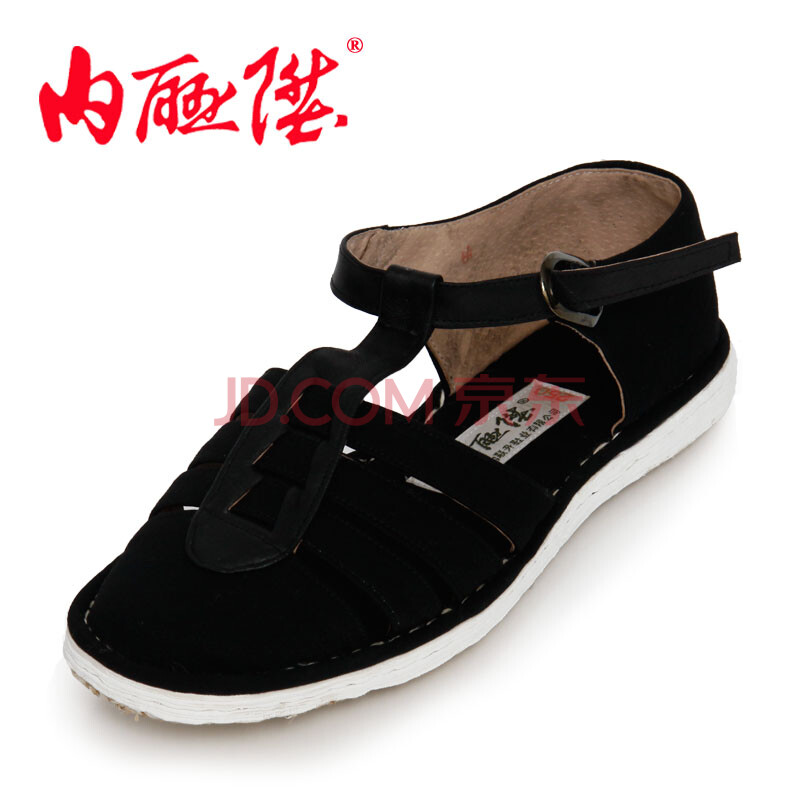 内联升布鞋男鞋手工千层底老三条夏季凉鞋老北京布鞋8153A 黑色 38