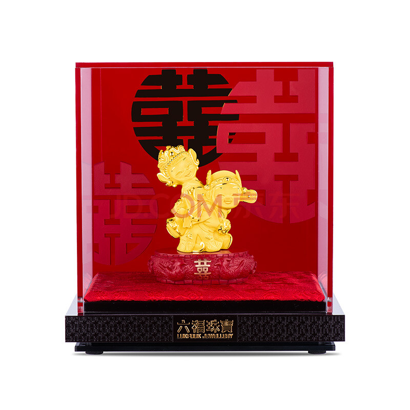 六福珠宝 足金结婚礼品喜笑颜开结婚公仔黄金摆件 计价 d2190 8.