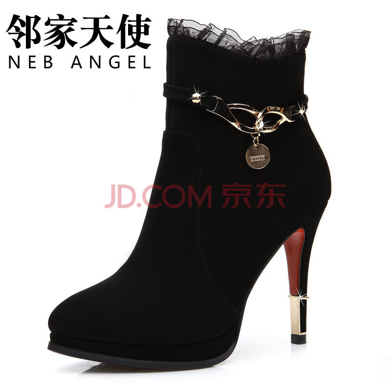 ÁÚ¼ÒÌìʹ¸ß¸úЬÇﶬпîÈÞÃæ·Àˮ̨ÀÙ˿ϸ¸ú¶ÌѥŮ LJ7186-22¼ÓÈÞºÚÉ« 38