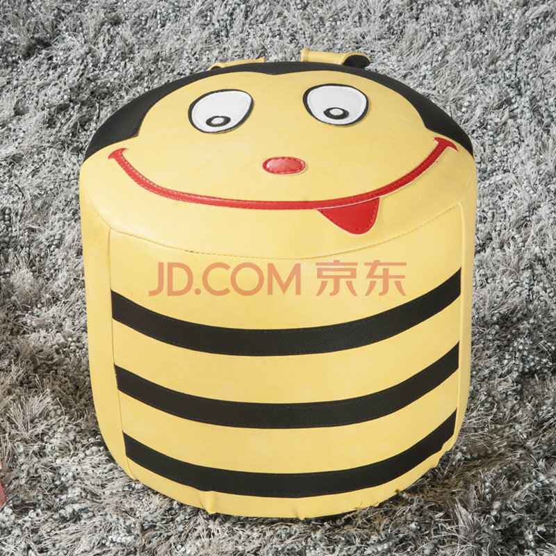 椅子卡通皮蹲凳 实木宝宝凳子客厅小凳子 创意动物表情凳子 小蜜蜂