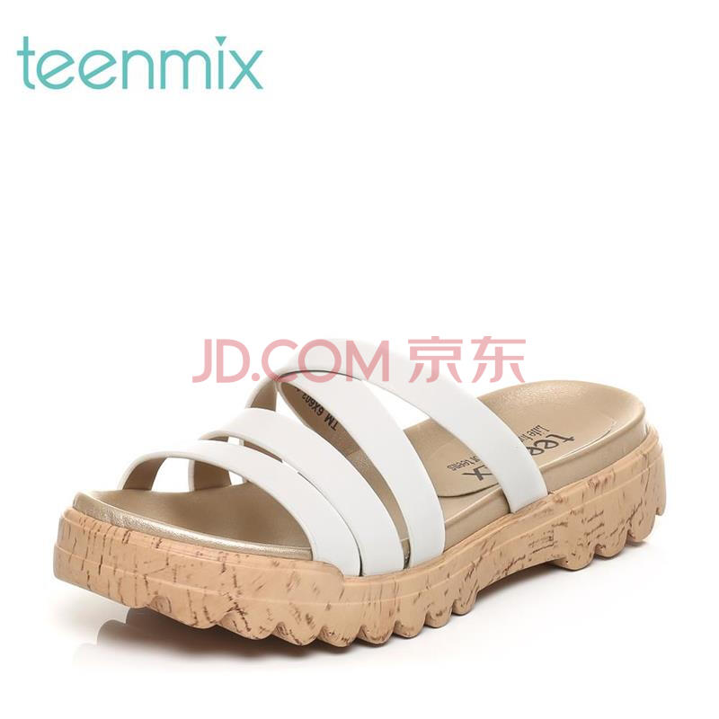 Teenmix/ÌìÃÀÒâÏÄר¹ñͬ¿îʱÉкñµ×Å®ÍÏЬ6X603BT7ϸ´ø×éºÏÐÝÏÐ °×É« 38