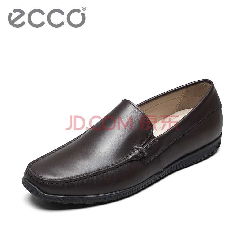 ECCO爱步休闲男鞋 简约耐磨套脚鞋牛皮豆豆鞋 达斯莫克570104 咖啡色57010401192 43