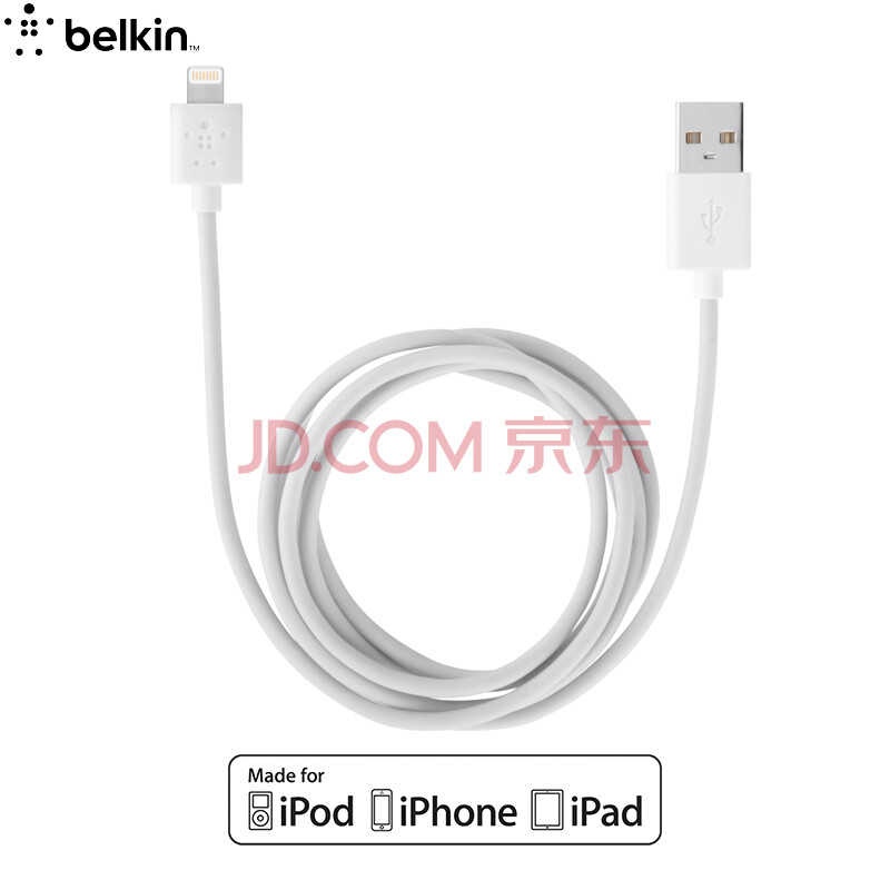 ±´¶û½ð£¨BELKIN£©Æ»¹ûMFIÈÏÖ¤ Lightning½Ó¿Ú³äµçÏß ÊÊÓÃÓÚiPhone7/7P/8/X/iPad Pro °×É« 3Ã×