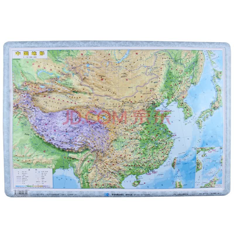 中国地形地图 新版 3d凹凸立体地理地图 学习研究必备整张无拼接款