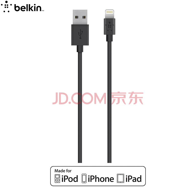 ±´¶û½ð£¨BELKIN£©Æ»¹ûMFIÈÏÖ¤ Lightning½Ó¿Ú³äµçÏß ÊÊÓÃÓÚiPhone7/7P/8/X/iPad Pro ºÚÉ« 1.2Ã×