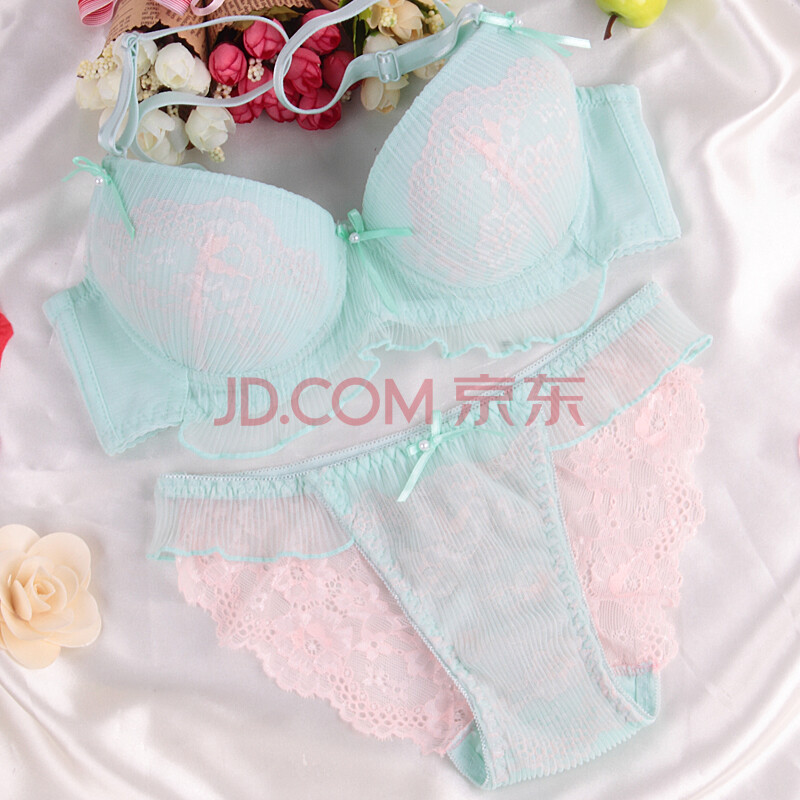 丰渡6883日韩系简约可爱少女文胸套装 绿色 b70