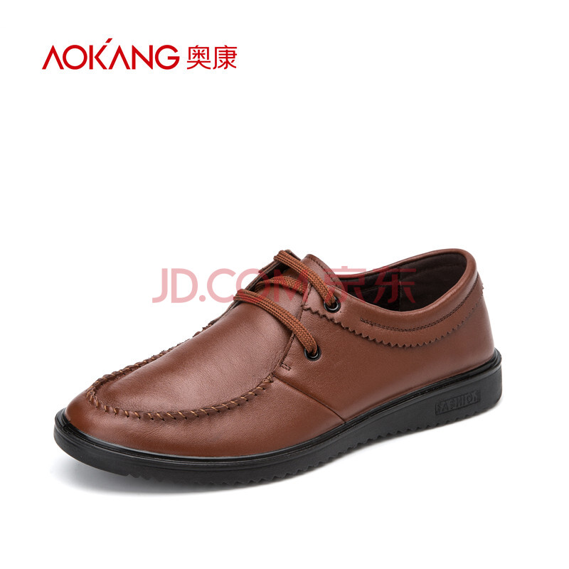 aokang/奥康男鞋男士商务休闲皮鞋2015秋季新款真皮系带男单鞋子