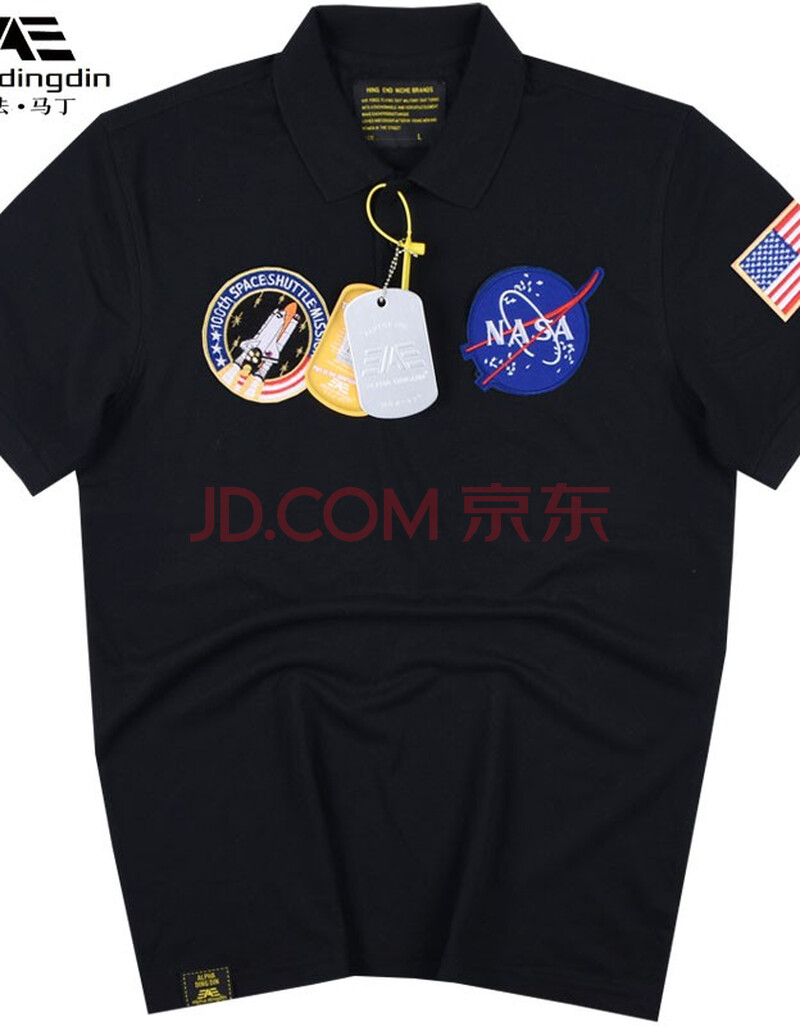 ea潮牌短袖t恤男飞行员翻领刺绣夏季2020新款阿尔法nasa宇航员联名