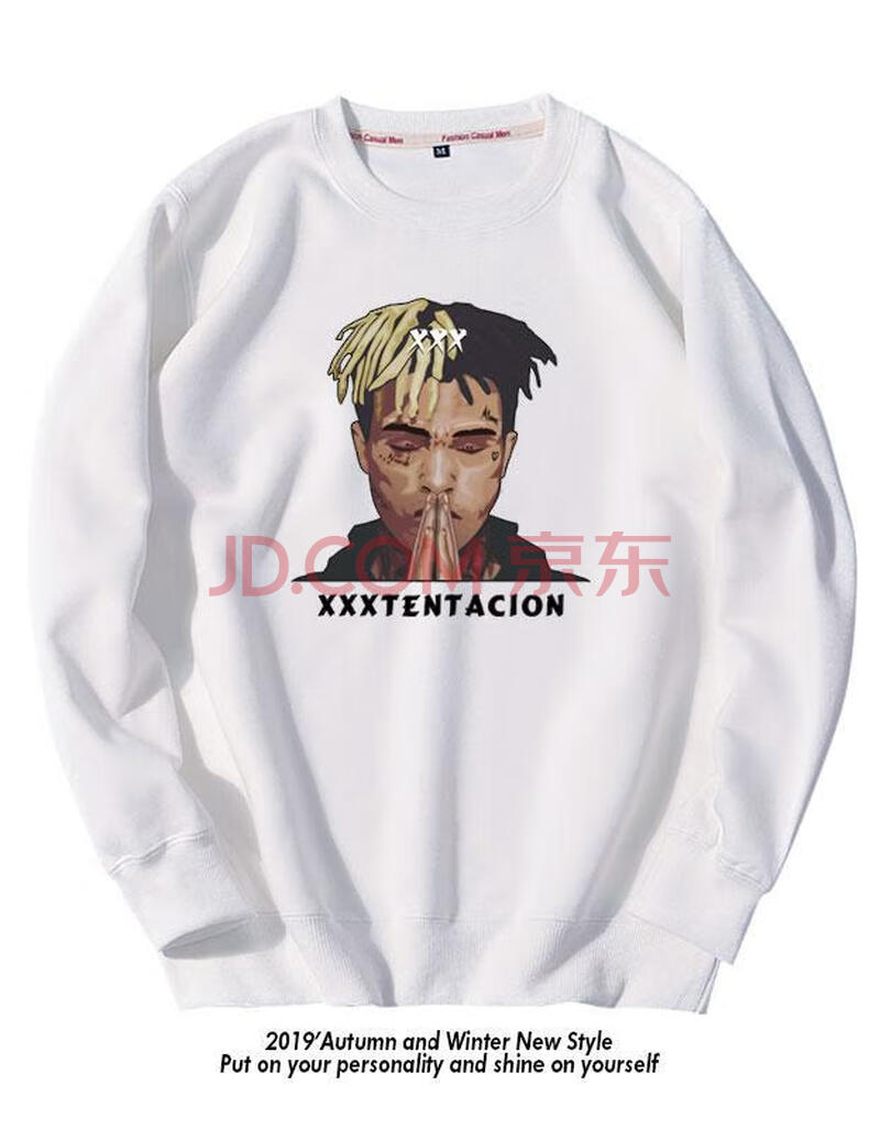 纪念XXXTentacion,XXXtentacion4k壁纸 纪念xxxtentacion薄款卫衣男潮流hiphop嘻哈说唱加绒圆领宽松上衣2020