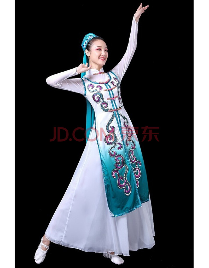 回族舞蹈演出服少数民族服装新疆舞维族表演服礼拜服饰 如图 l