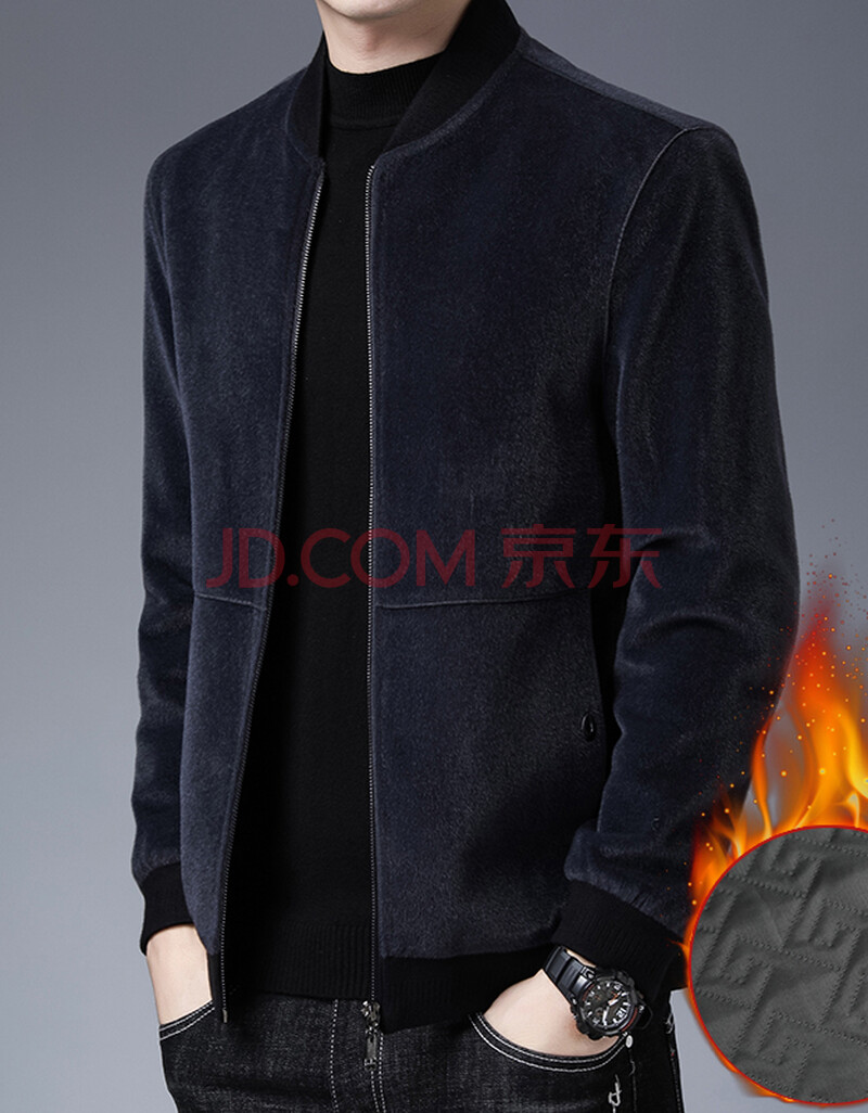 煜潮尚高端仿水貂绒外套男秋冬季新款男士仿金貂绒夹克男装羊剪绒貂皮